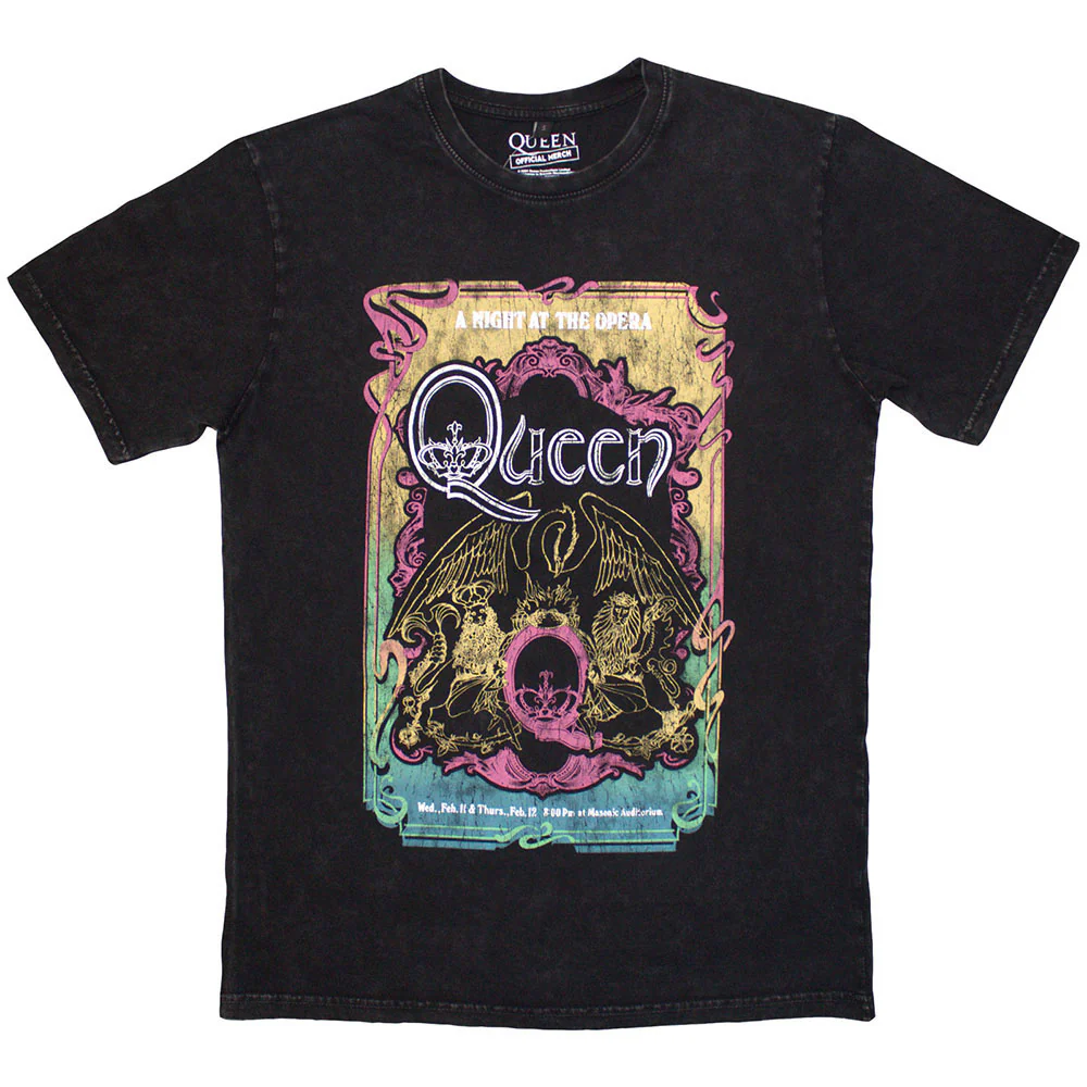 Queen A Night At The Opera Tour '76 Stone Wash T-shirt