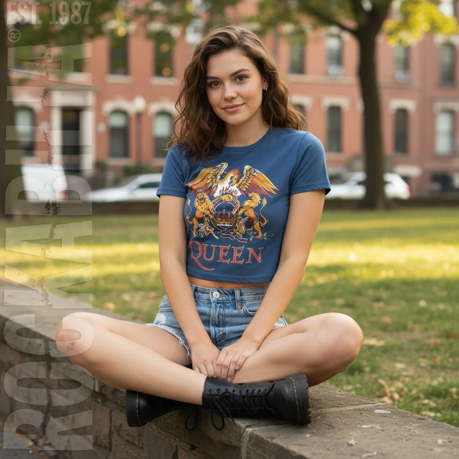 Queen Classic Crest Ladies Crop Top Junior Top - Image 3