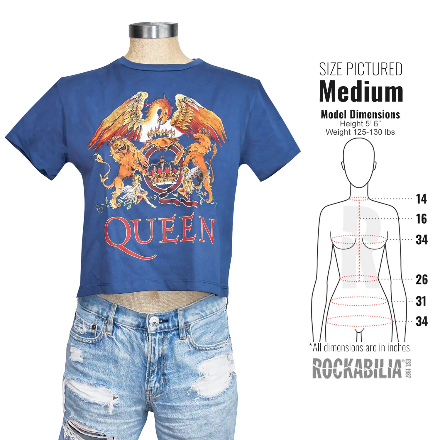 Queen Classic Crest Ladies Crop Top Junior Top - Image 4