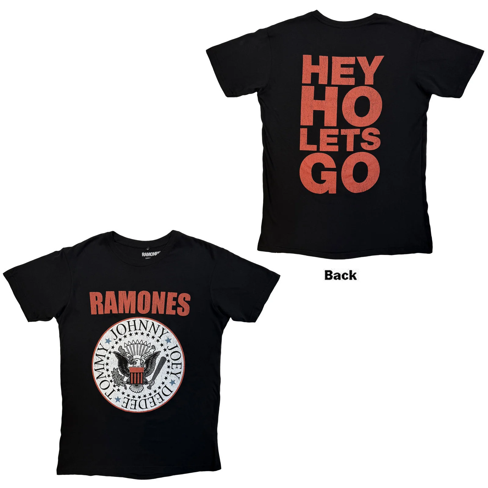 Ramones Hey Ho Red Block Text Vintage T-shirt