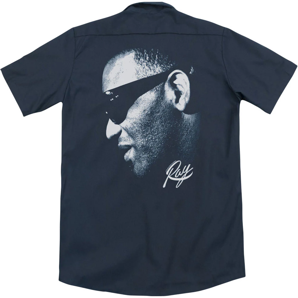 Ray Charles Blue Ray (Back Print) Work Shirt - Image 2