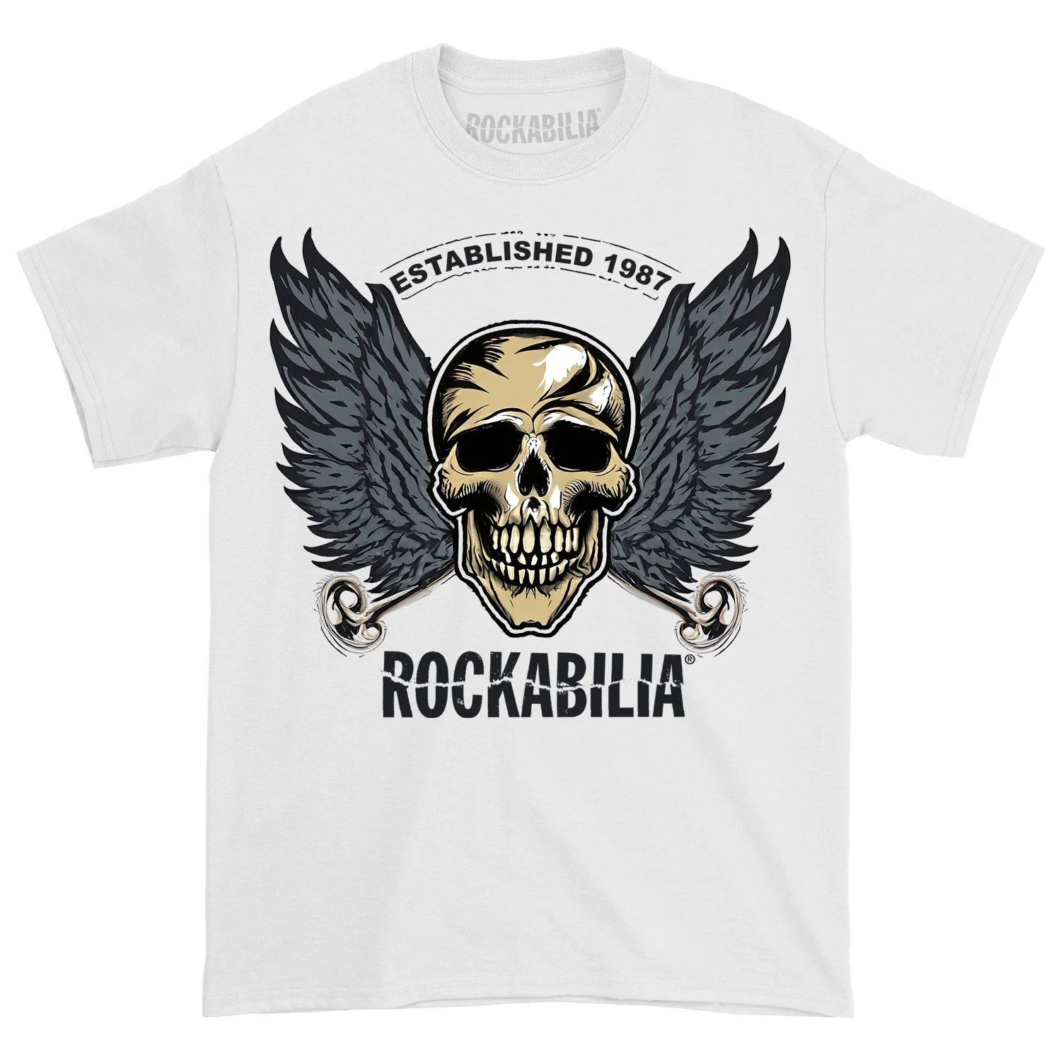 Rockabilia Skull Wings 1987 White T-shirt