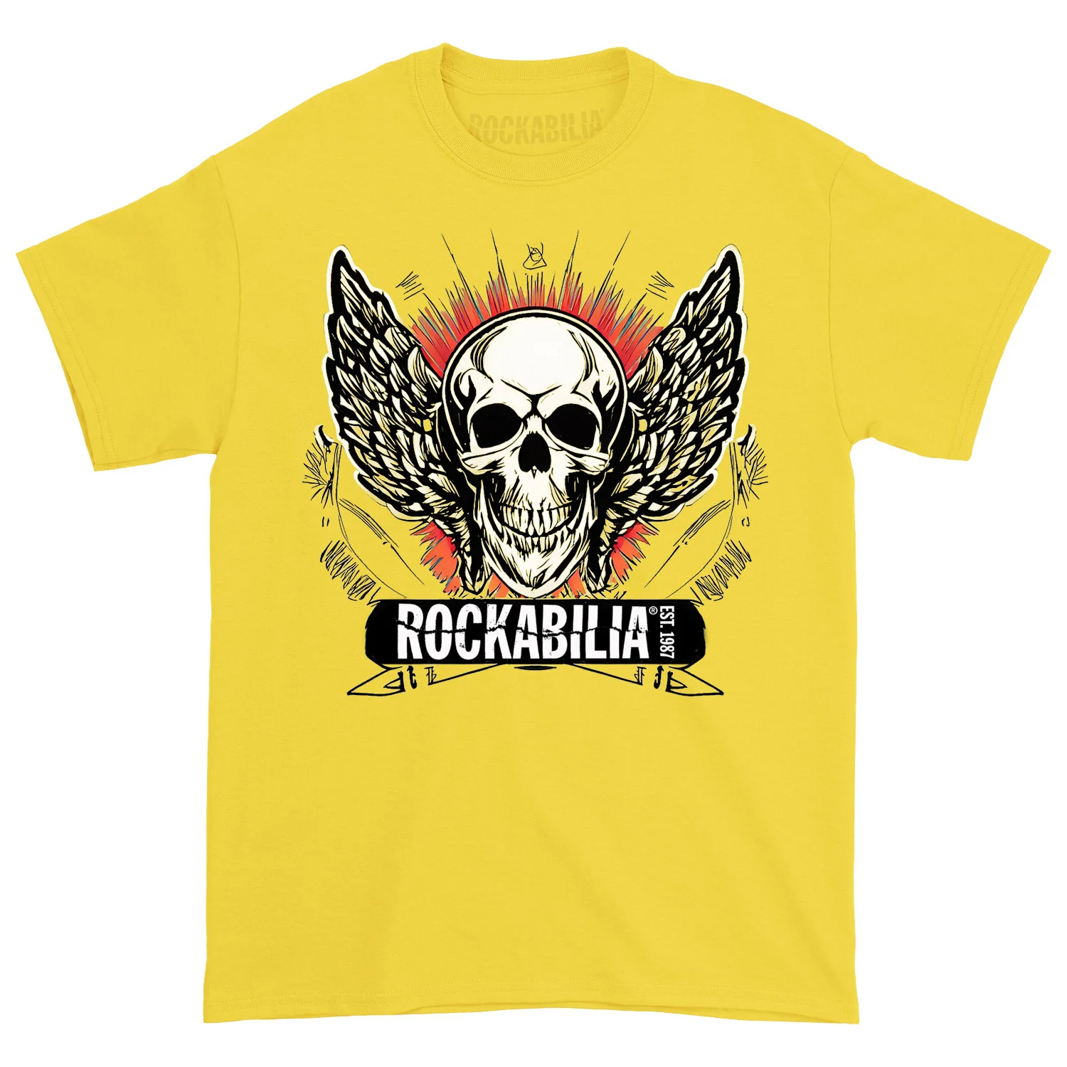 Rockabilia Skull Wings Yellow T-shirt