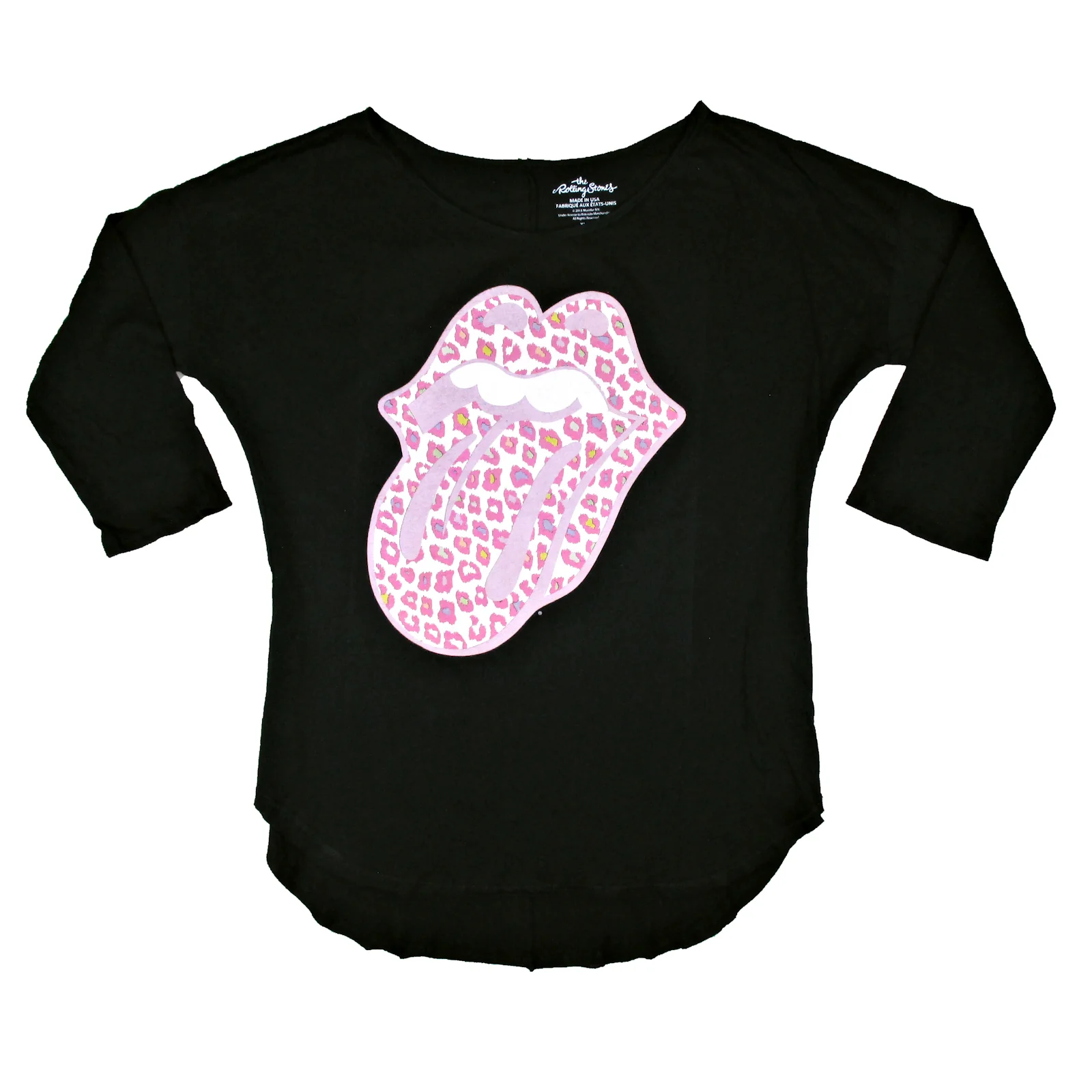 Rolling Stones Pink Leopard 3/4 Sleeve Dolman Junior Top - Image 2