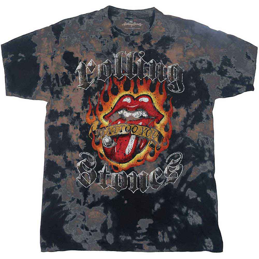 Rolling Stones Tattoo Flames Stone Wash T-shirt