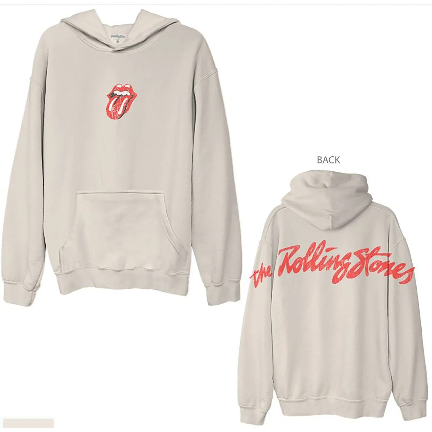 Rolling Stones Tongue/Oversized Back Hoodie Hooded Sweatshirt