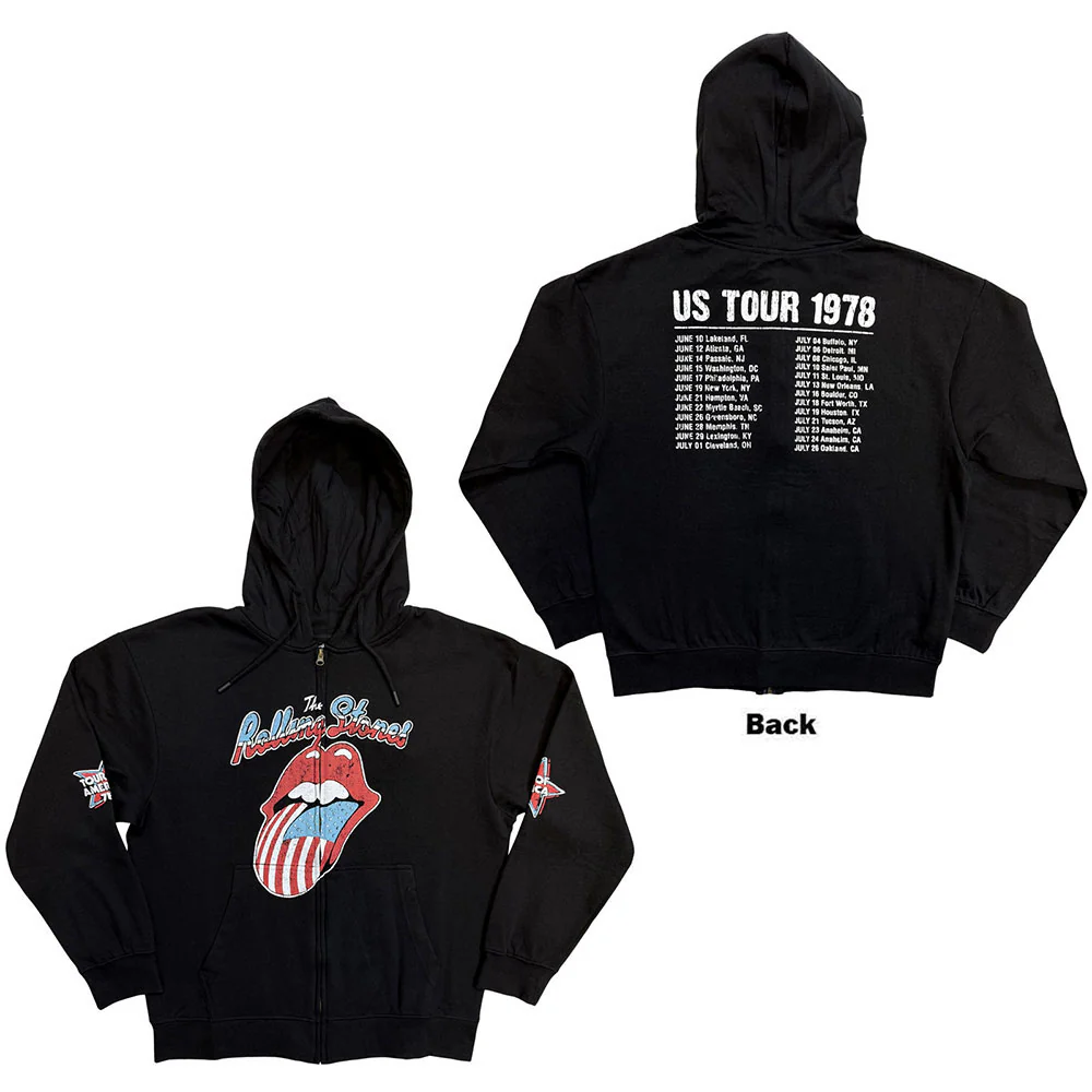 Rolling Stones Us Tour '78 Zippered Hooded Sweatshirt