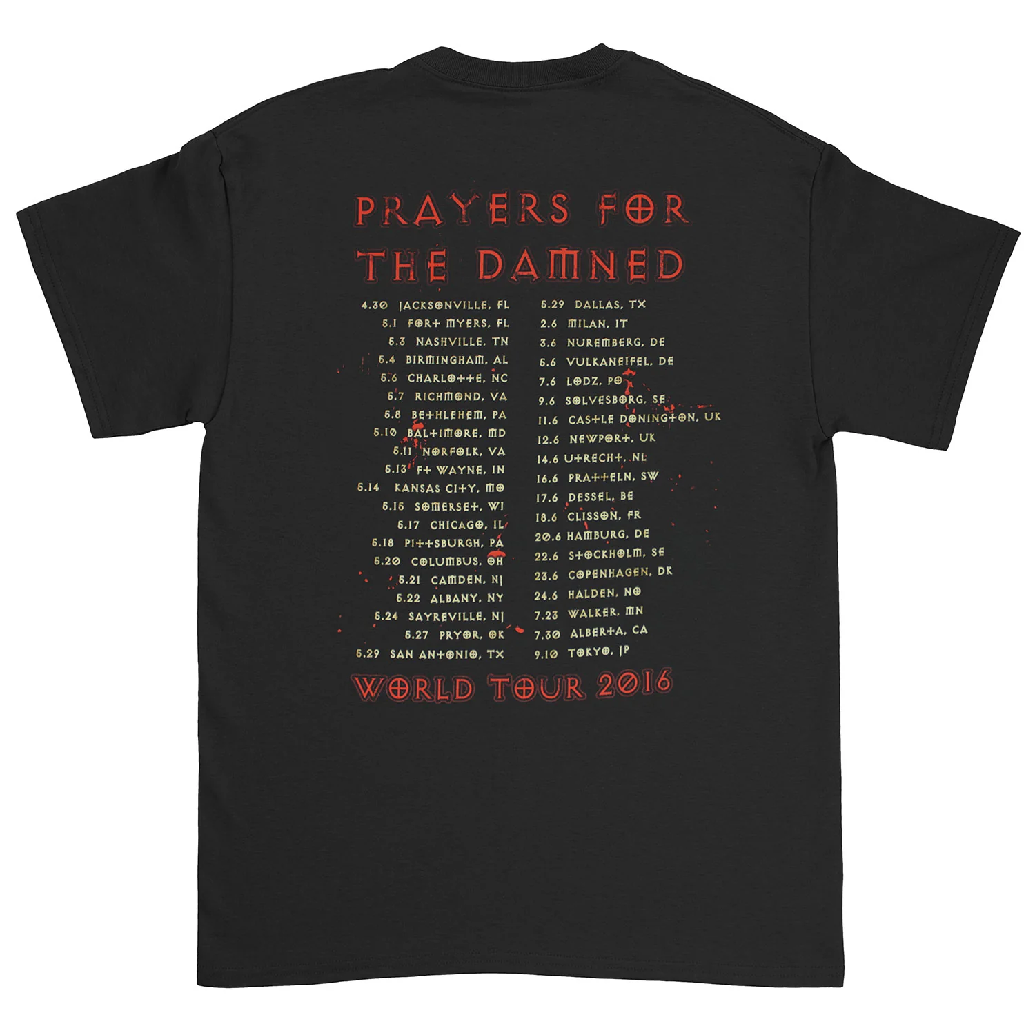 Sixx A.M. Prayers For The Damned World Tour 2016 Slim Fit T-shirt - Image 2