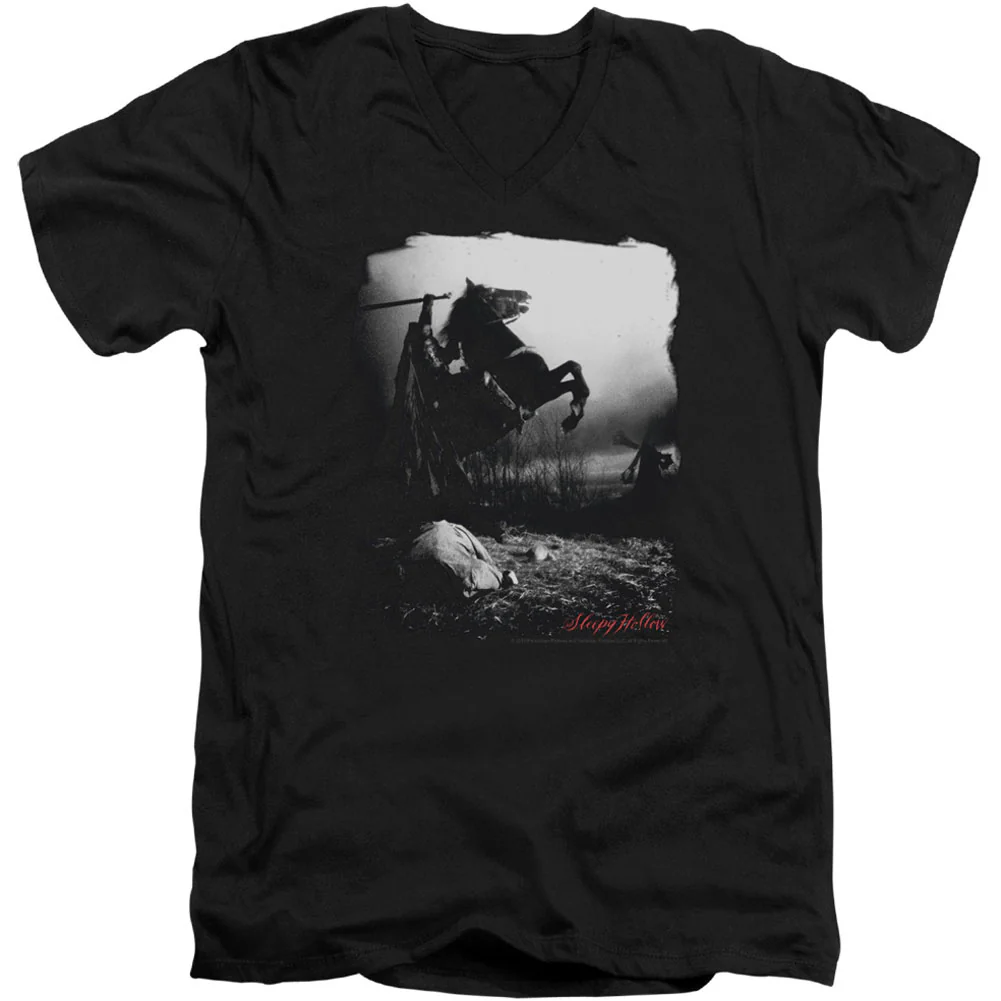 Sleepy Hollow Foggy Night Adult V-Neck Slim Fit T-shirt