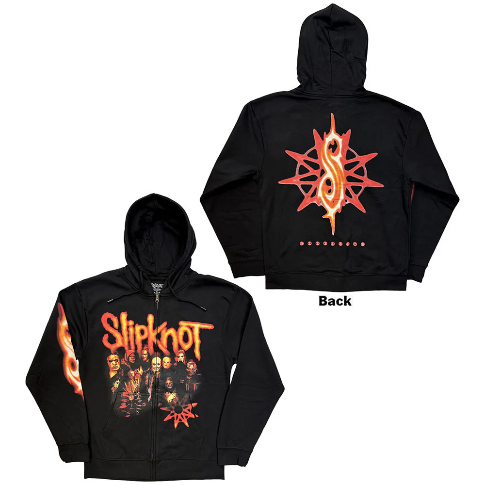 Slipknot Tesf Group Photo Nonagram Zippered Hooded Sweatshirt