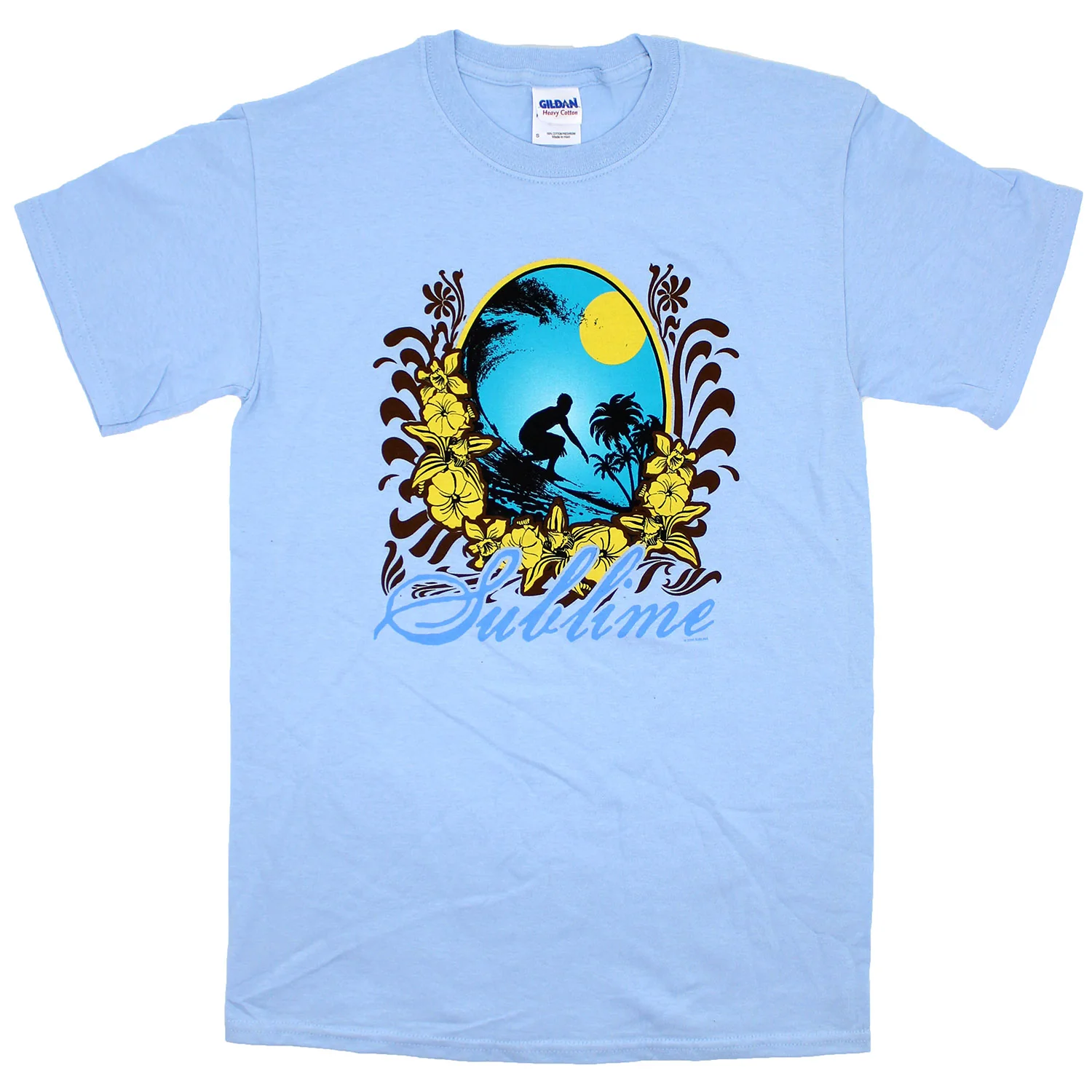 Sublime Surfer Silhouette Within Flowers Art & Logo T-shirt