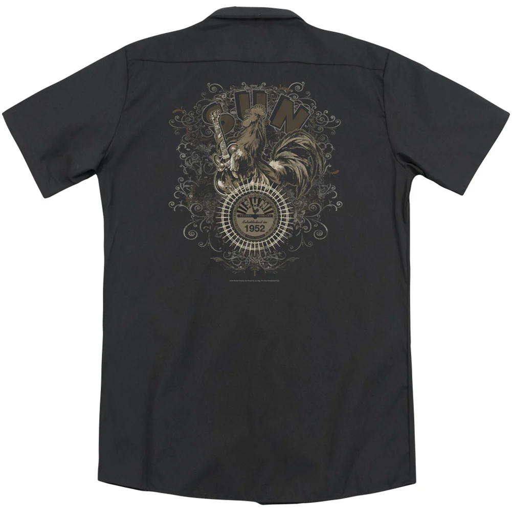 Sun Records Scroll Around Rooster (Back Print) Work Shirt - Image 2