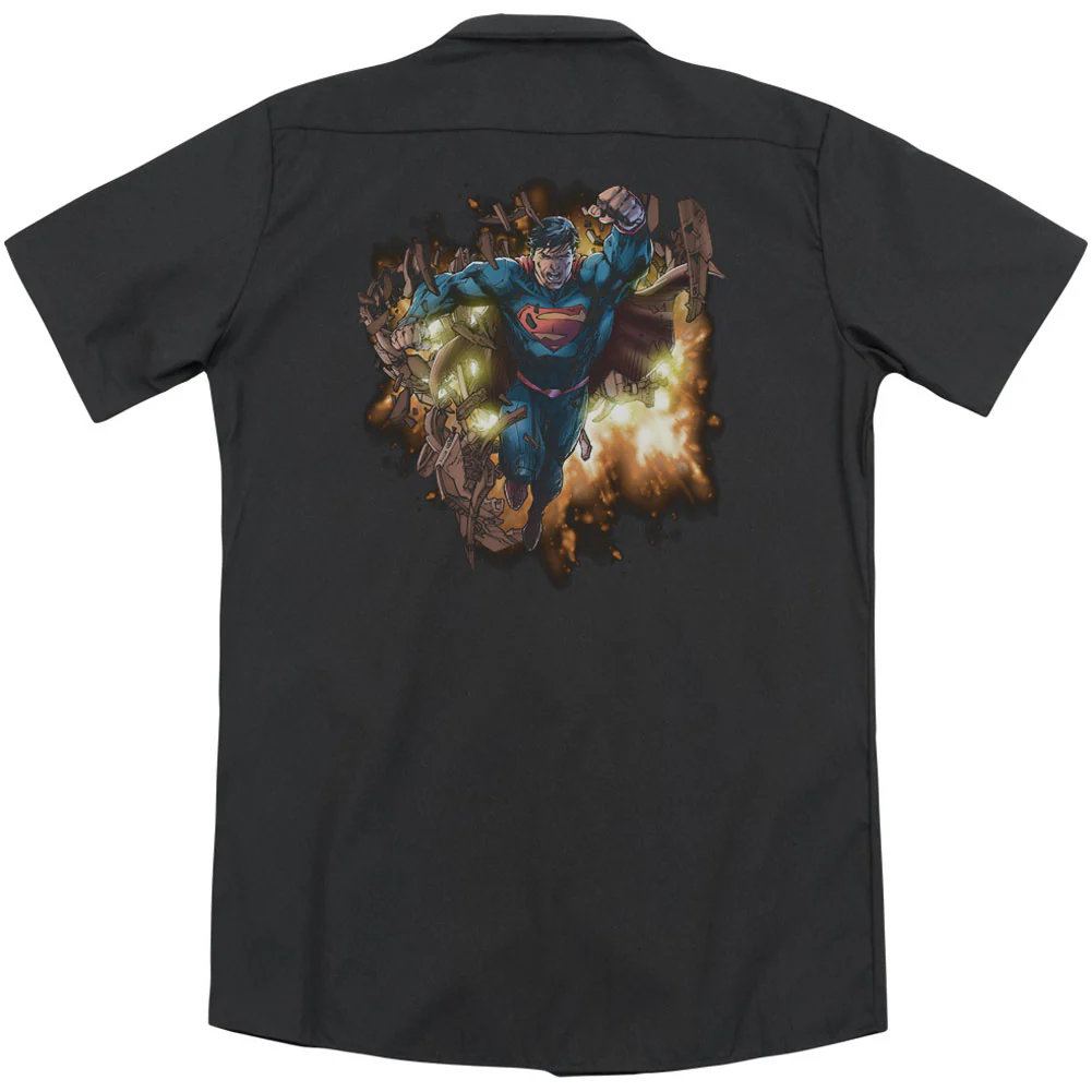 Superman Blasting Through(Back Print) Workshirt - Image 2