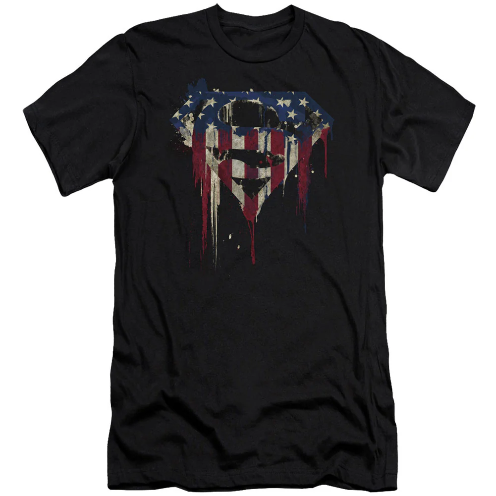 Superman Bleeding Shield Adult Slim Fit Slim Fit T-shirt