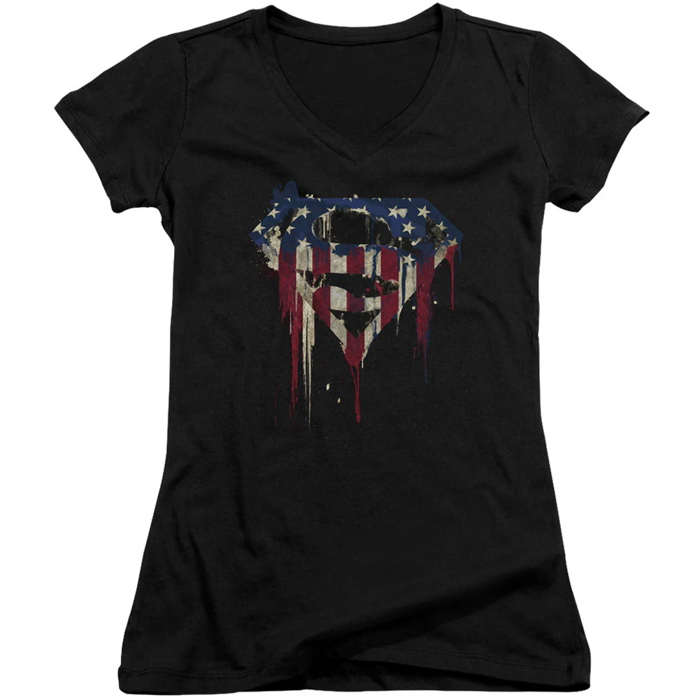 Superman Bleeding Shield Cap Sleeve Junior Top