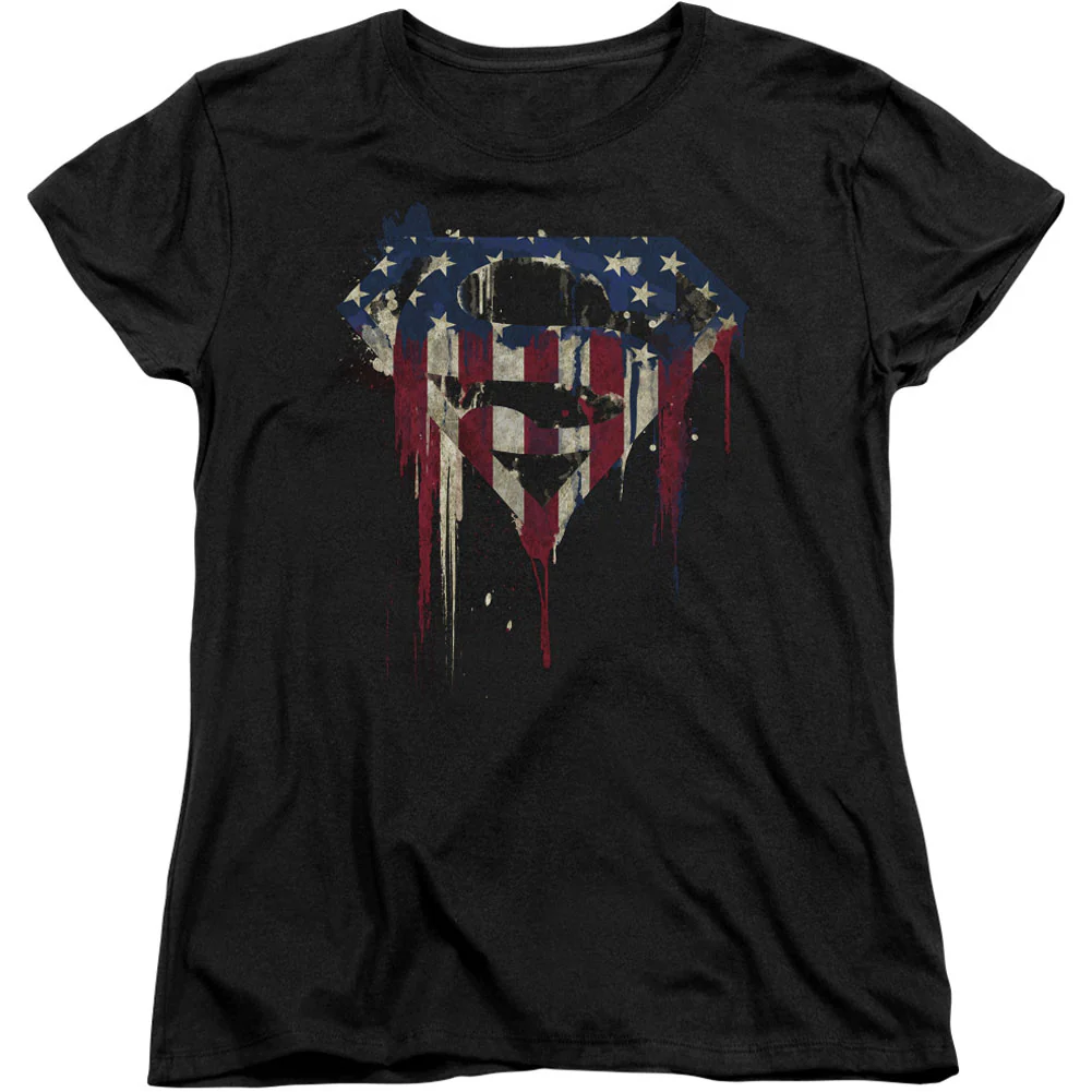 Superman Bleeding Shield Womens T-shirt