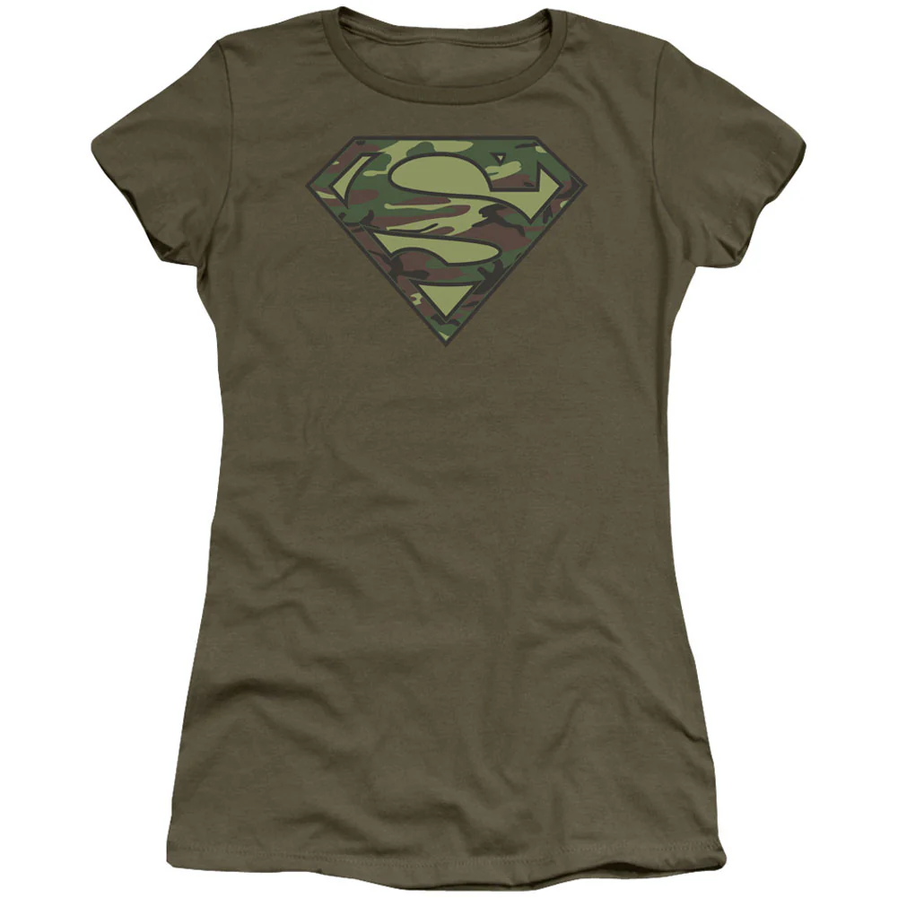 Superman Camo Logo Cap Sleeve Junior Top
