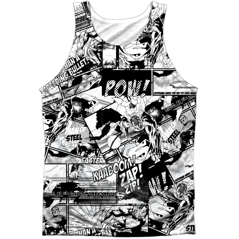 Superman Comic Strips 100% Poly Mens Tank