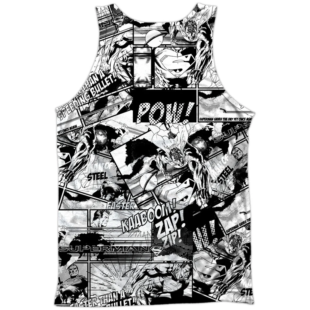 Superman Comic Strips 100% Poly Mens Tank - Image 2