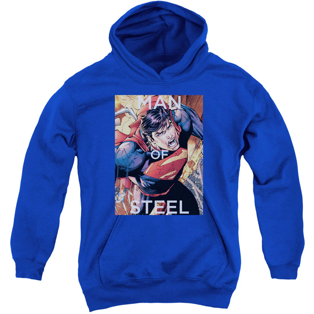 Superman Flight Of Steel Youth 50% Poly Hooded Sweatshirt