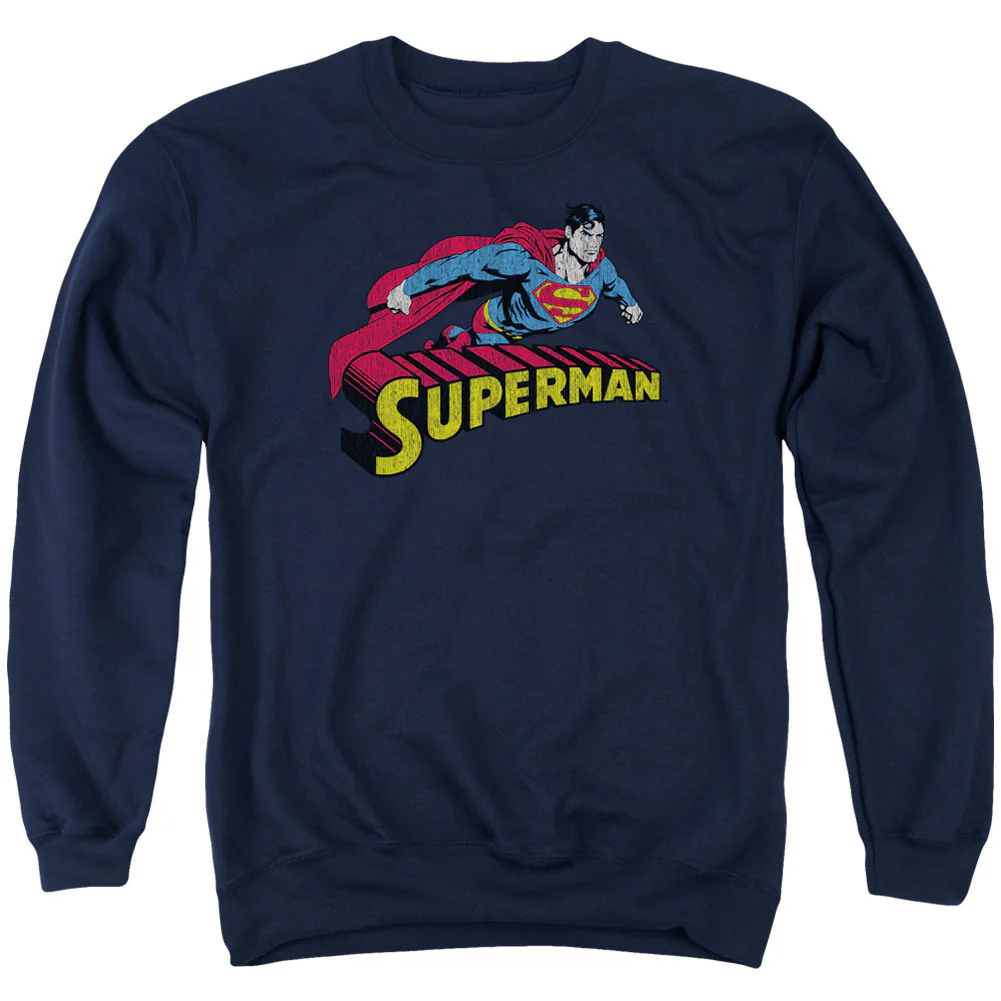 Superman Flying Over Adult Sweatshirt