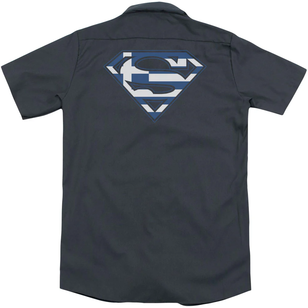 Superman Greek Shield (Back Print) Workshirt - Image 2