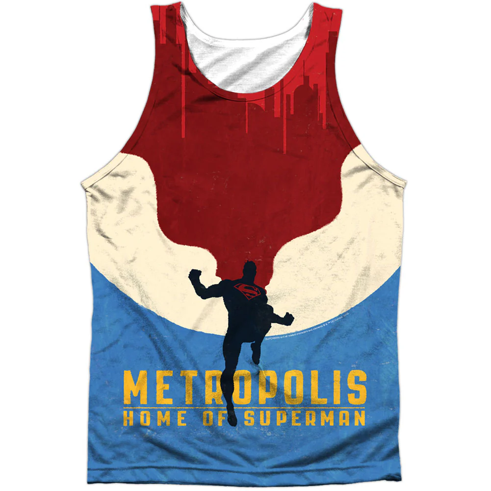 Superman Home 100% Poly Front/Back Print Mens Tank