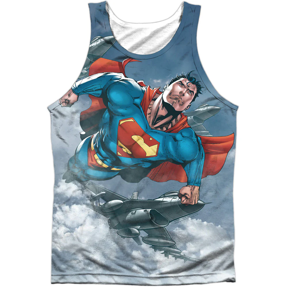 Superman In The Sky 100% Poly Mens Tank