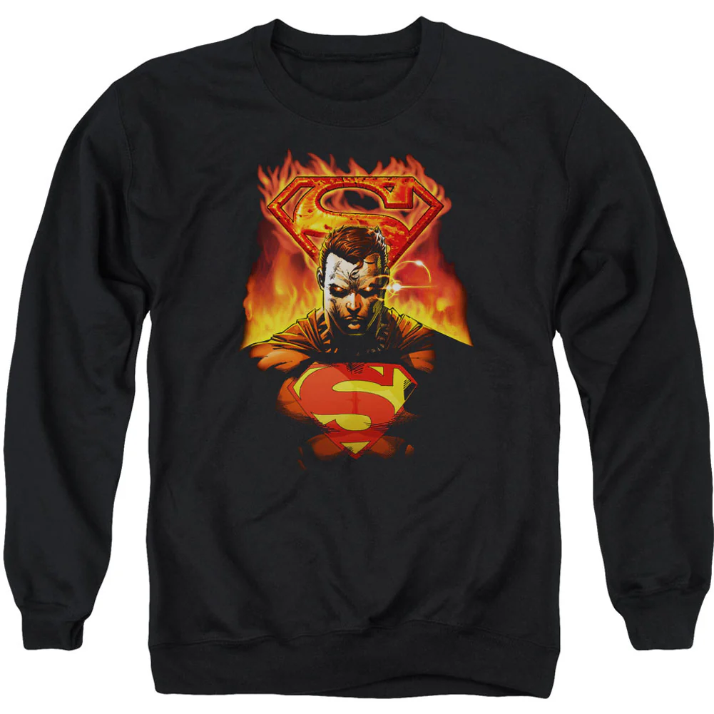 Superman Man On Fire Adult Sweatshirt