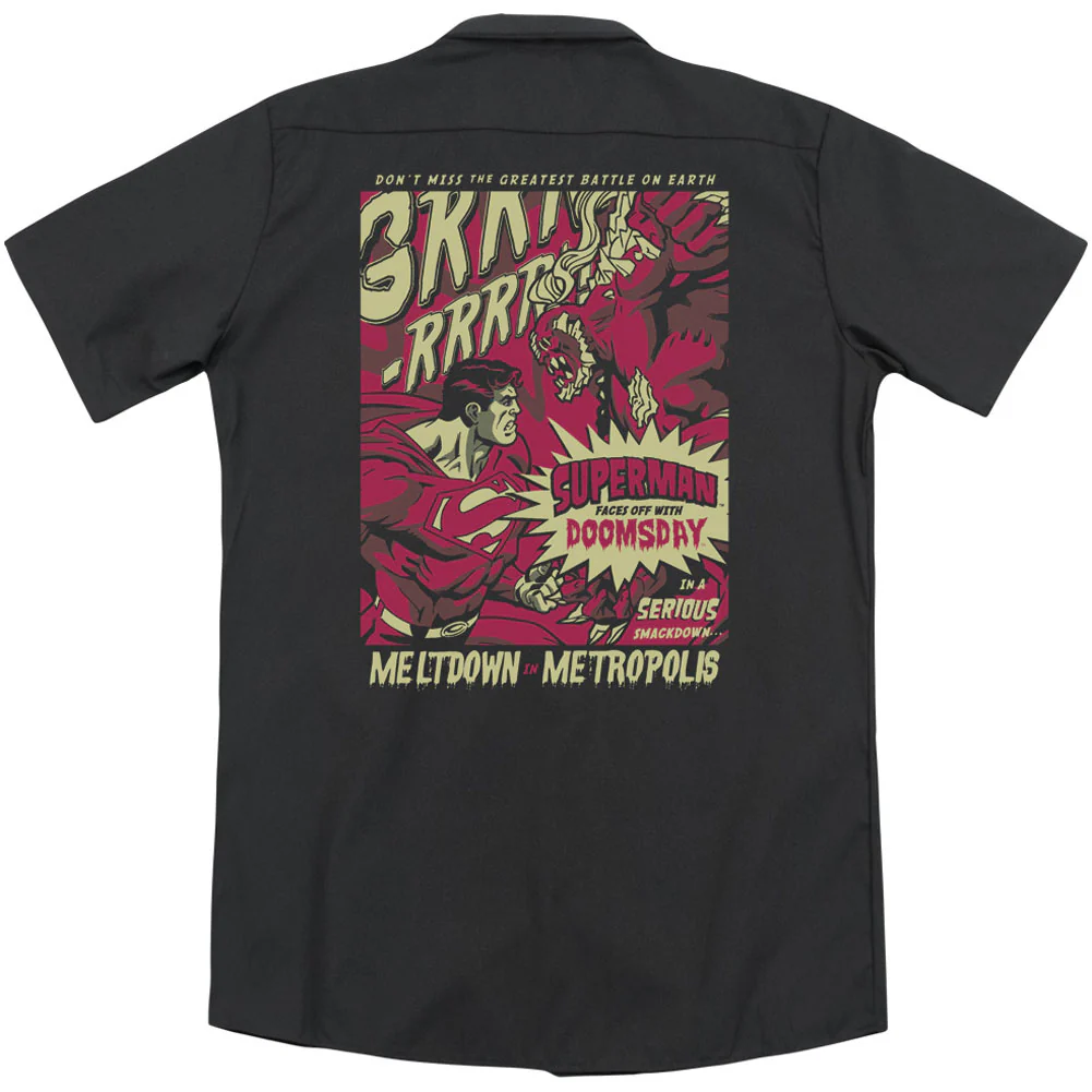 Superman Metropolis Meltdown (Back Print) Workshirt - Image 2