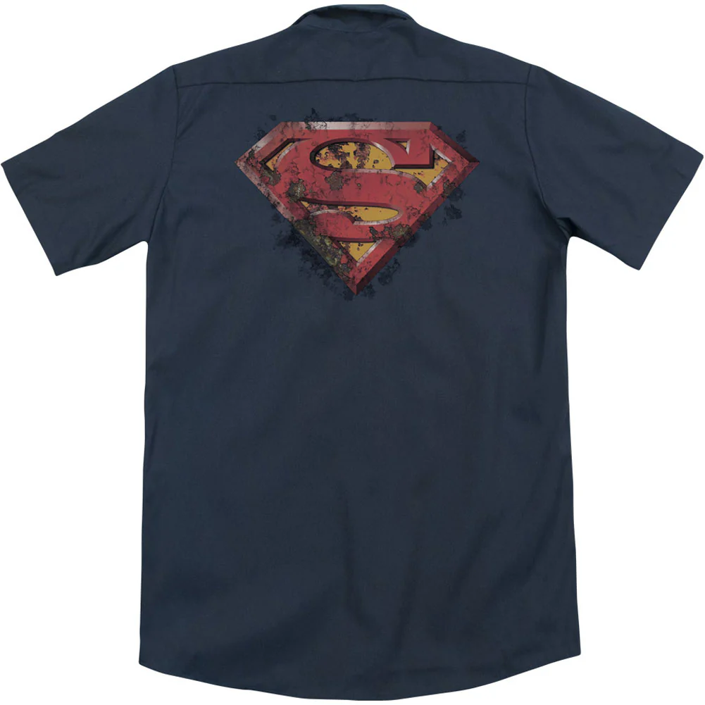 Superman Rusted Shield (Back Print) Workshirt - Image 2