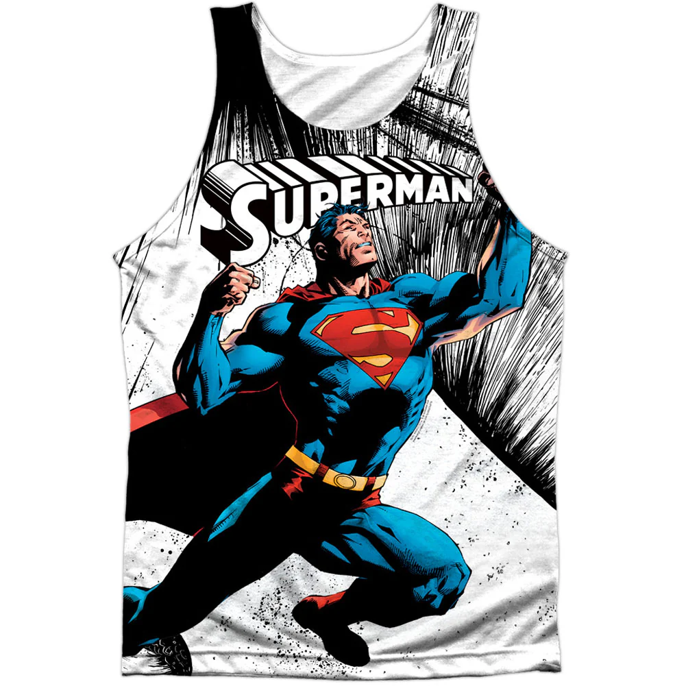 Superman To Infinity 100% Poly Front/Back Print Mens Tank