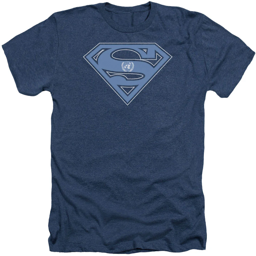 Superman U N Shield Adult Heather 40% Poly T-shirt
