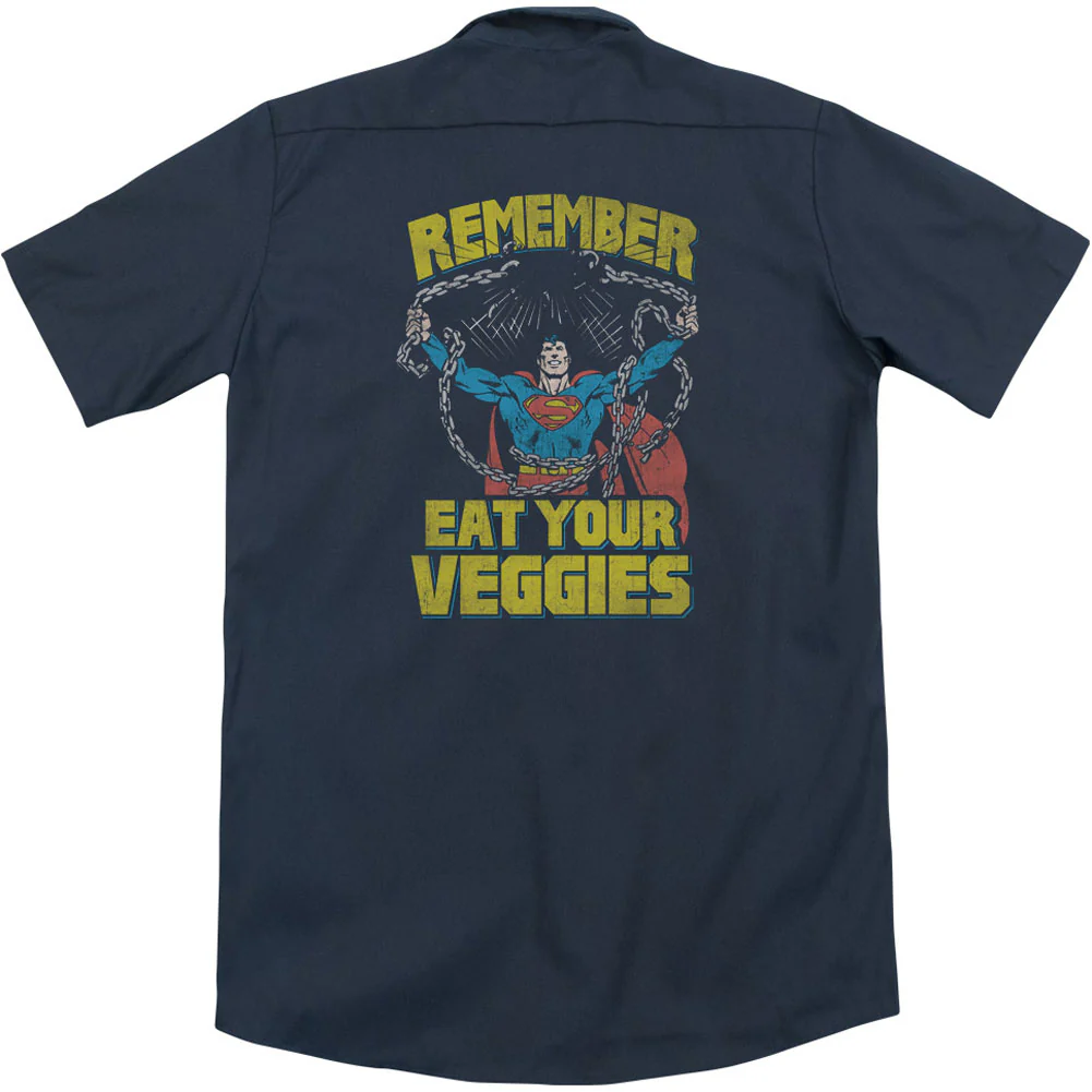 Superman Veggie Power (Back Print) Workshirt - Image 2