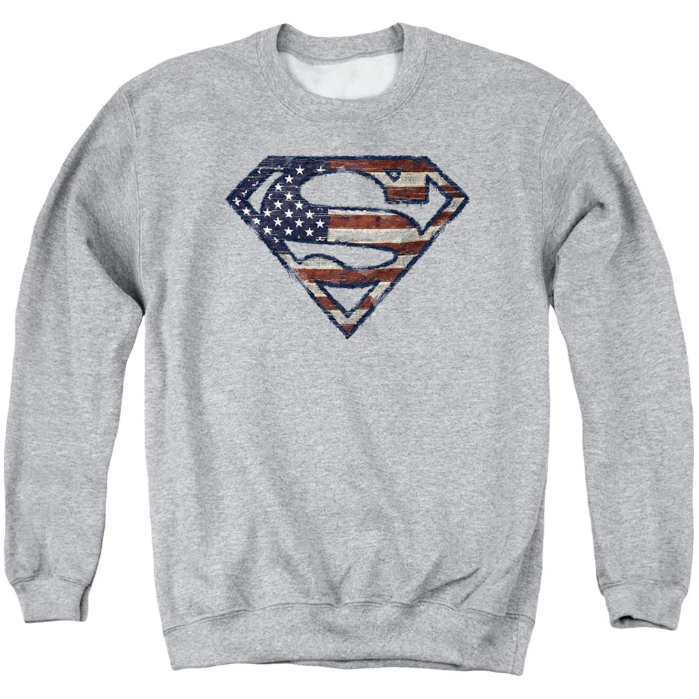 Superman Wartorn Flag Adult Sweatshirt