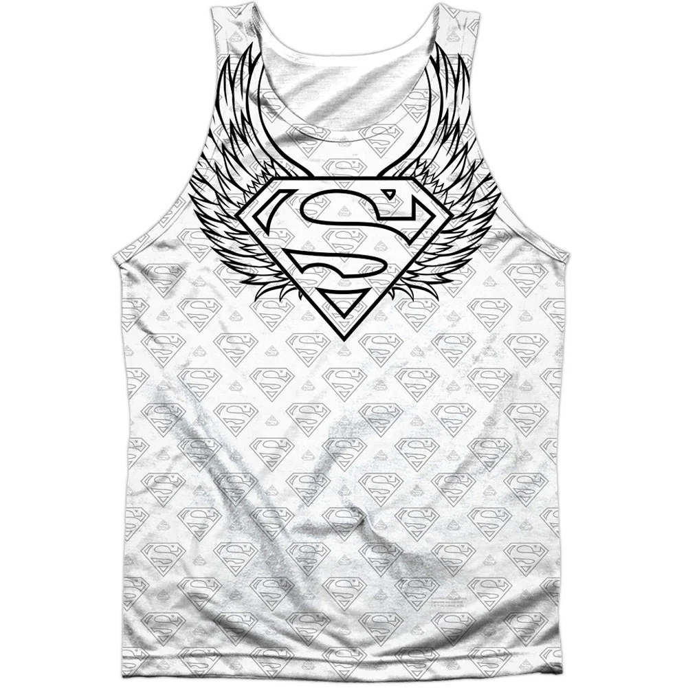 Superman Winged Shield Repeat 100% Poly Mens Tank