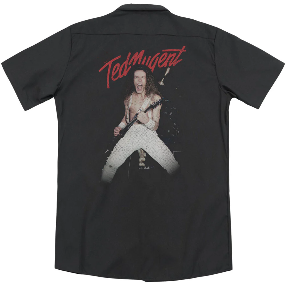 Ted Nugent Rockin(Back Print) Work Shirt - Image 2