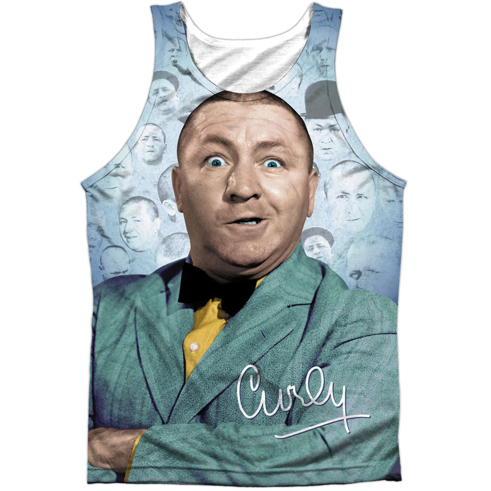 Three Stooges Curly Heads 100% Poly Mens Tank