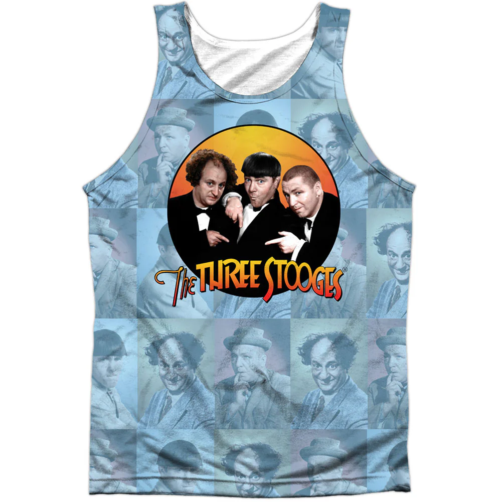 Three Stooges Portraits 100% Poly Front/Back Print Mens Tank