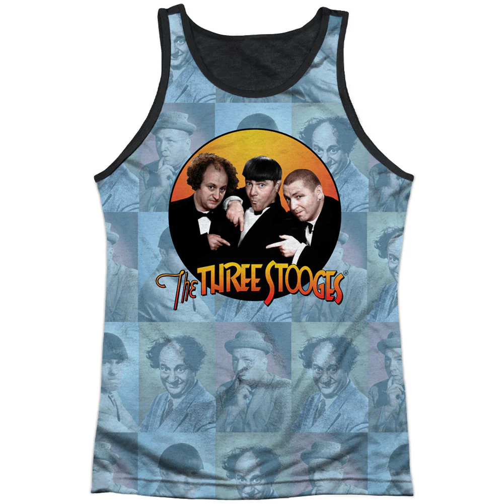Three Stooges Portraits Black Back Mens Tank