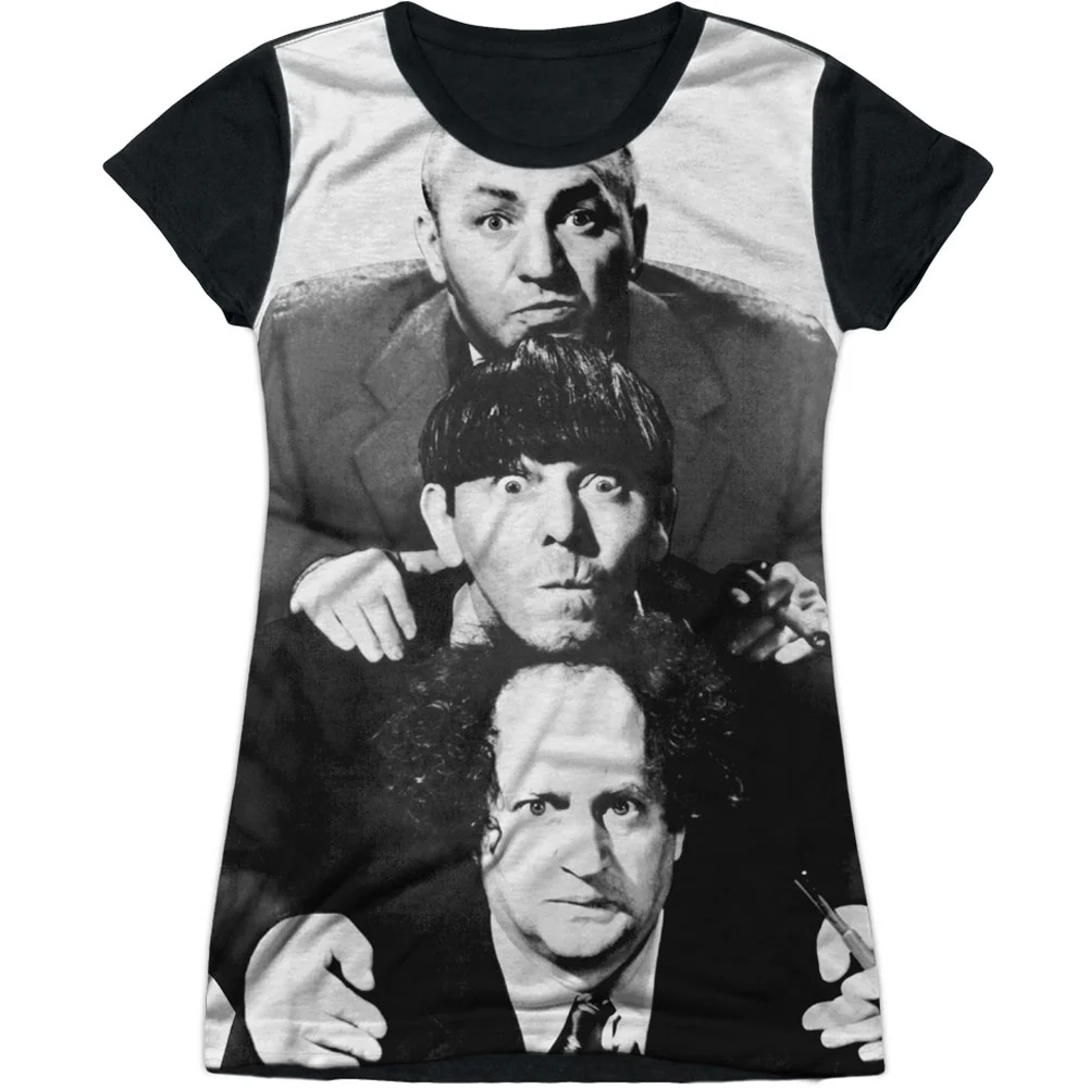 Three Stooges Three Stacked Sublimation Junior Top