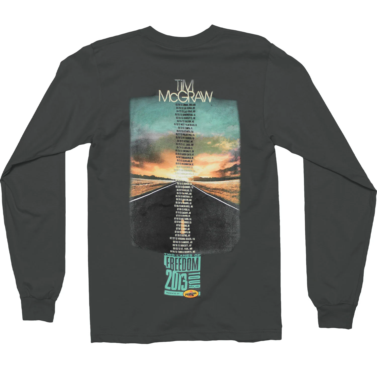 Tim Mcgraw Two Lanes Of Freedom 2013 Tour Long Sleeve - Image 2