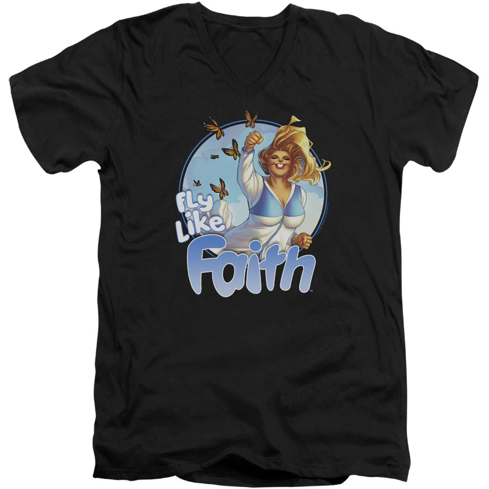 Valiant Fly Like Faith Adult V-Neck Slim Fit T-shirt